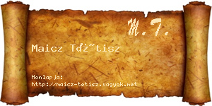 Maicz Tétisz névjegykártya